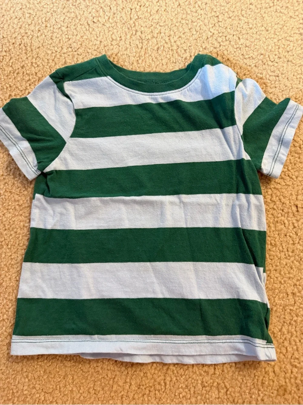 Old Navy Green and White Striped Short Sleeve Tee